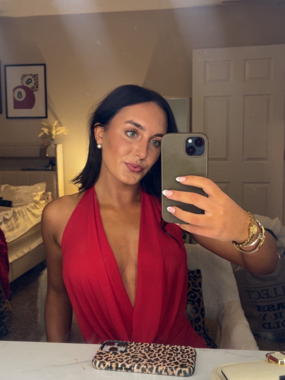 Red Cowl Neck Maxi Dress - Picture 3 of 4